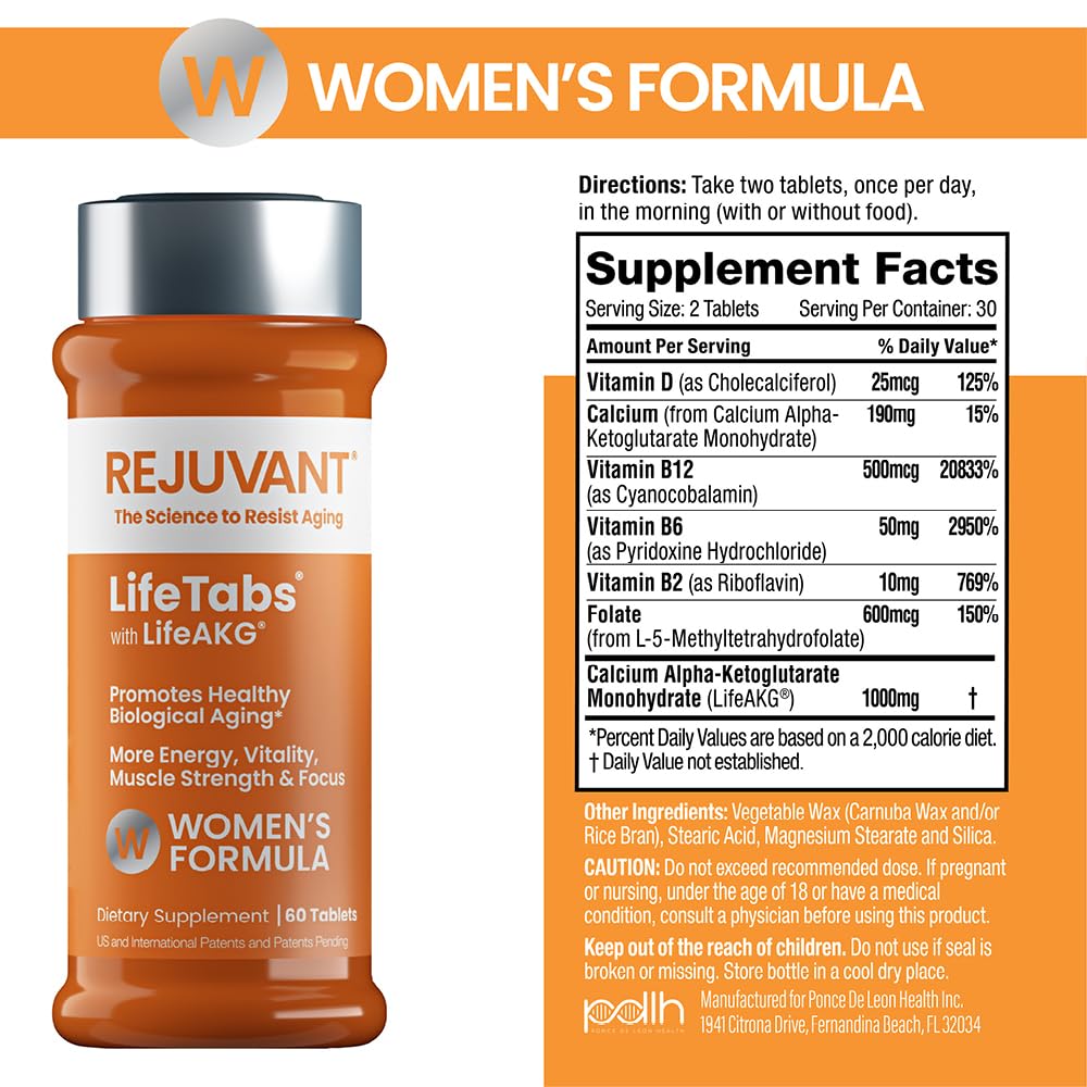 Rejuvant Women's AKG Longevity made in USA tag emphasizes origin.