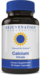 Rejuvenation Therapeutics Calcium Citrate bottle front shows vegan calcium for bone support