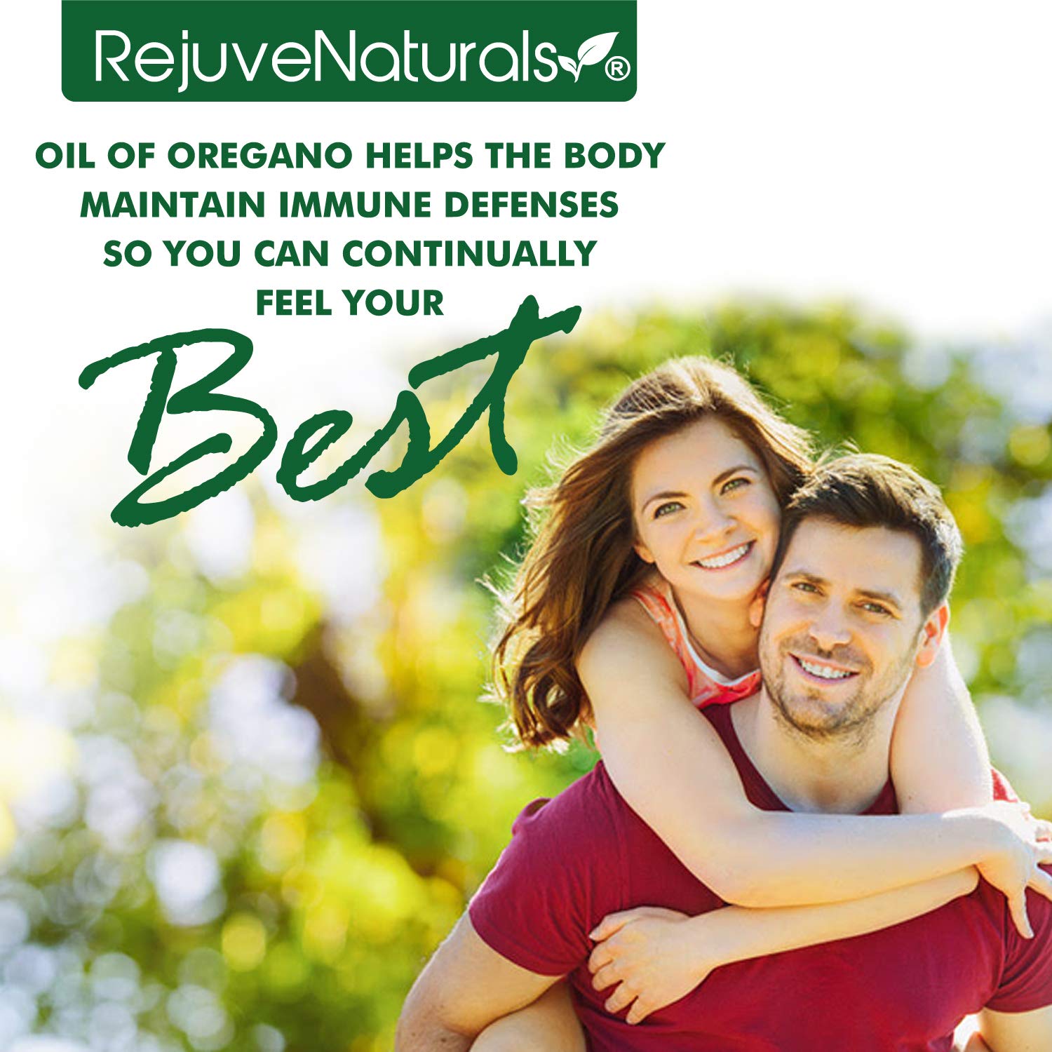 RejuveNaturals gluten-free vegan non-GMO badge on packaging.