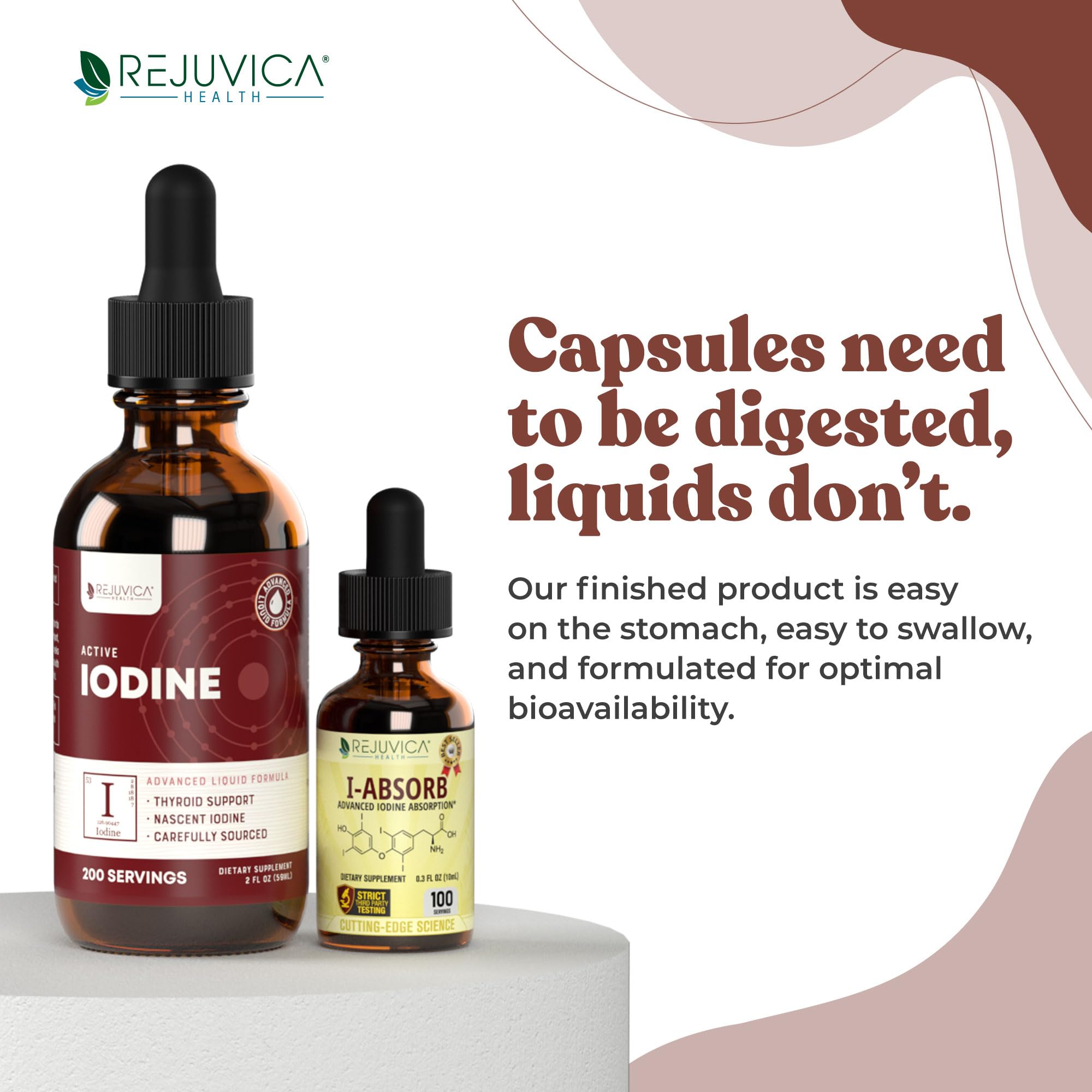 Rejuvica Active Iodine taste-quality bottle-front communicates pleasant flavor profile