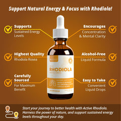 Dropper on tongue with Active Rhodiola for easy, fast delivery.