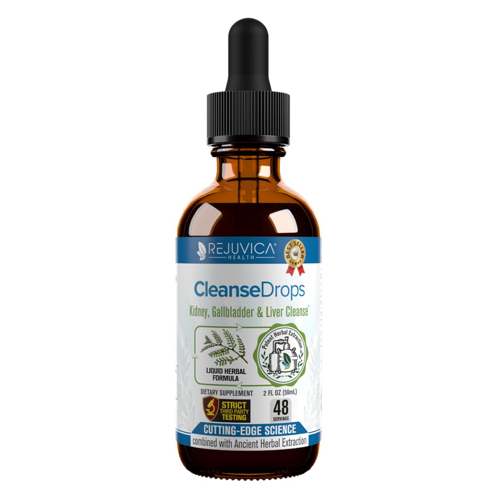 Rejuvica Health Cleanse Drops bottle closeup for easy detox support
