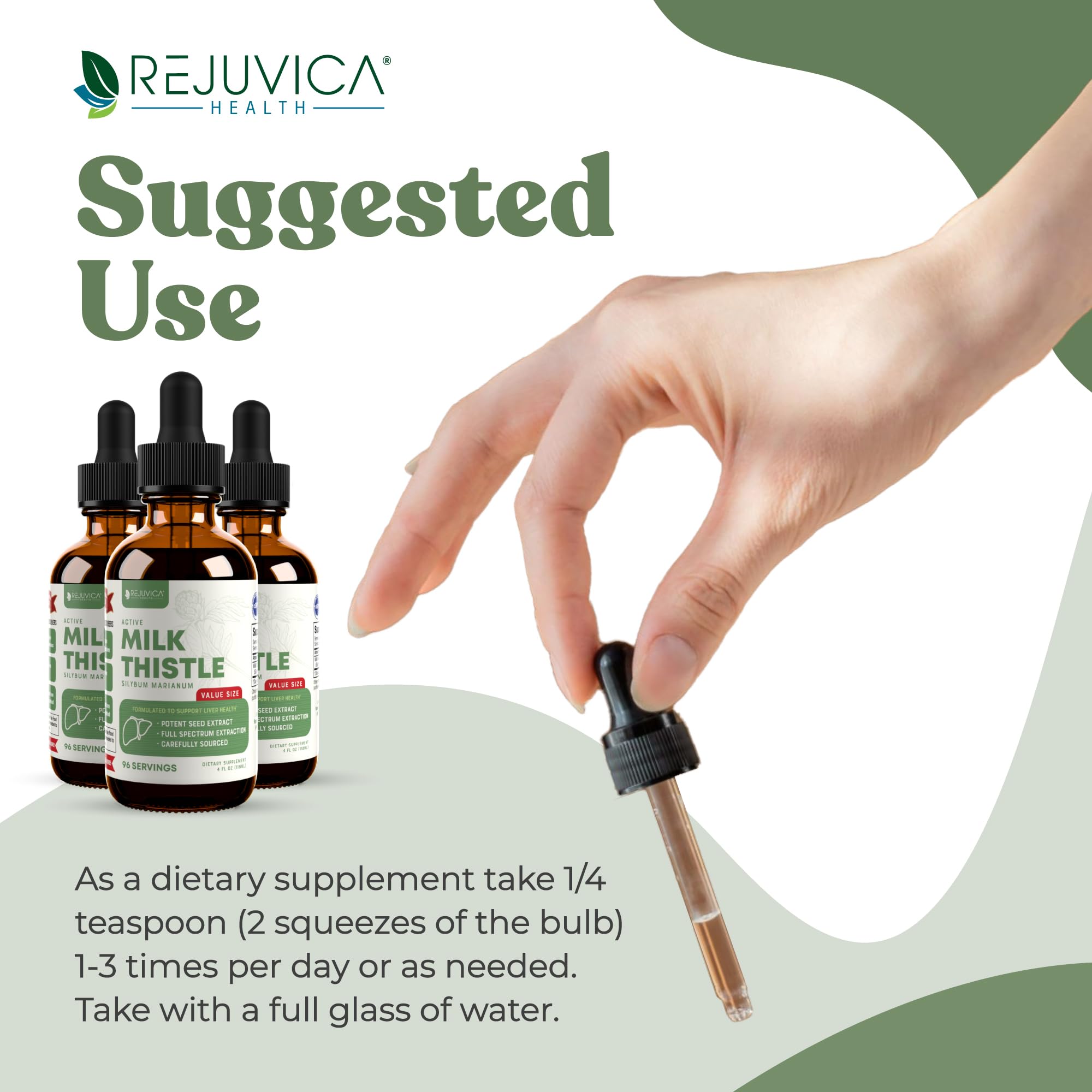 Rejuvica Health Active Milk Thistle drops XL packaging shows generous 4oz size.