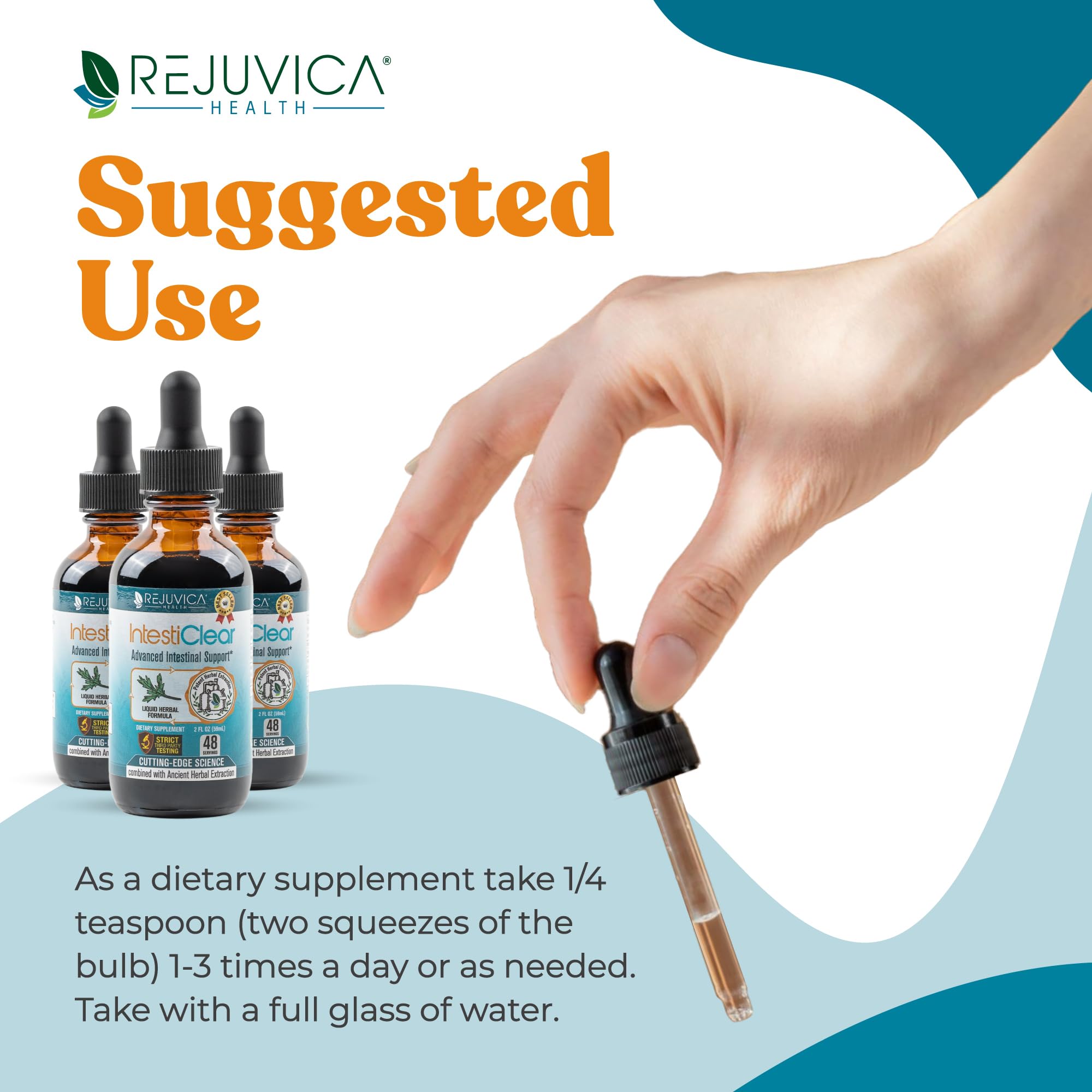 Ingredient list of IntestiClear showing herbal components.