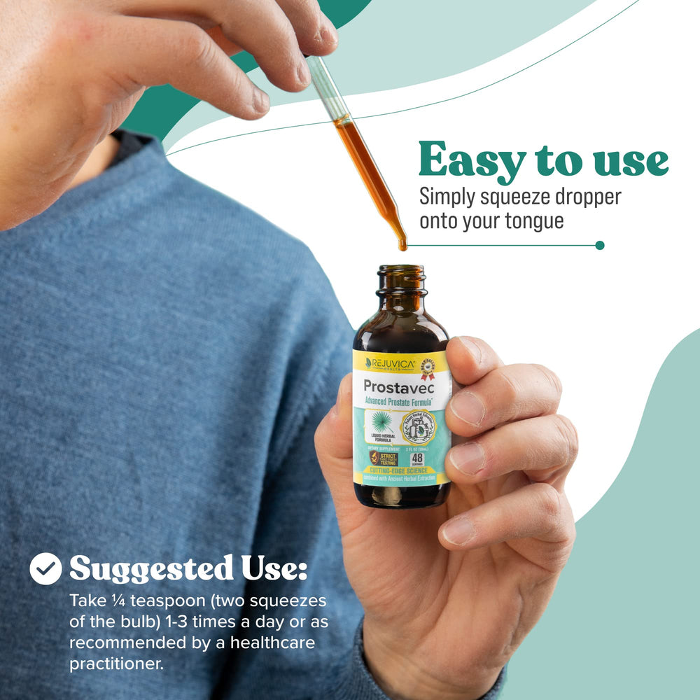 Rejuvica Health Prostavec dropper demonstrates precise dosing.