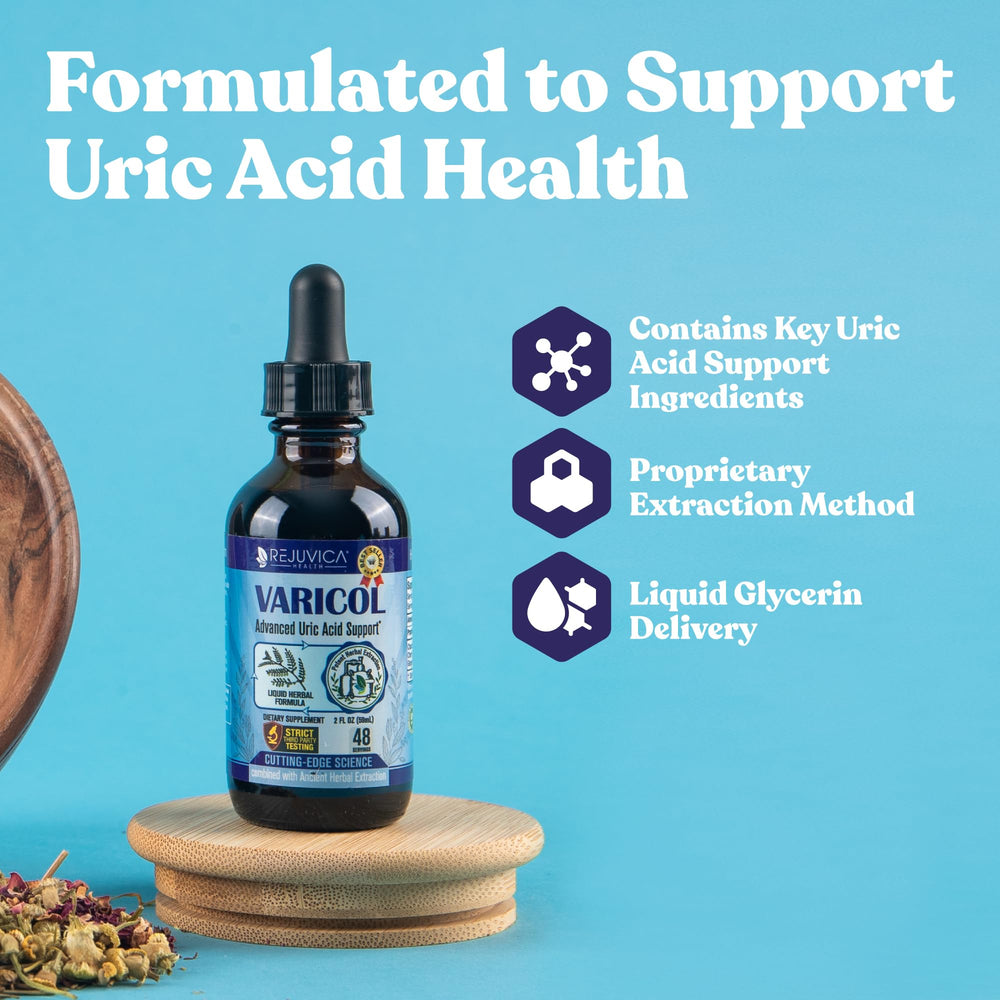 Rejuvica Health Varicol chanca piedra drop highlighting natural formulation