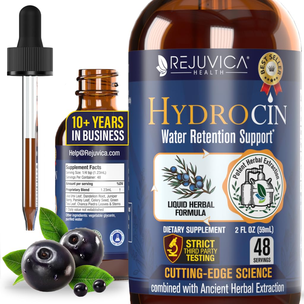 Rejuvica Hydrocin bottle close-up showing the liquid formula