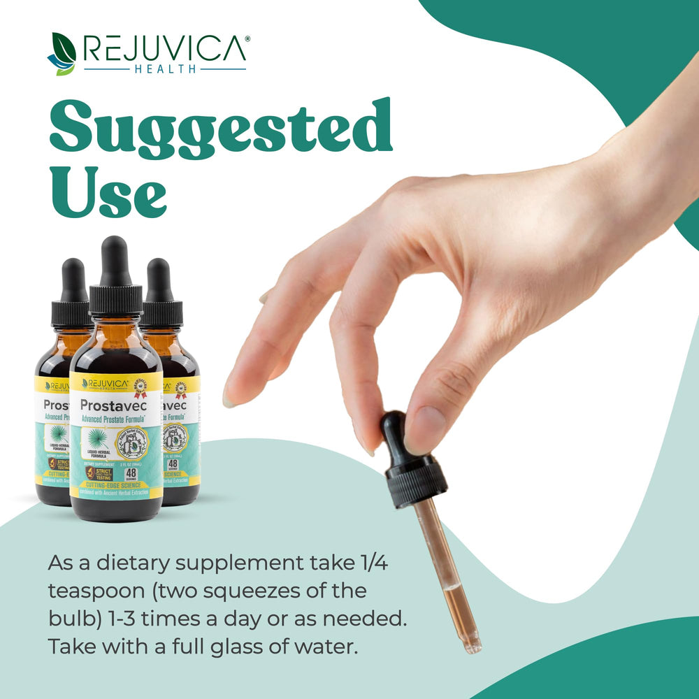 Rejuvica Health Prostavec alcohol-free cold-extraction close-up shows gentle preparation.