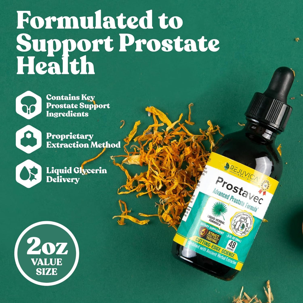 Rejuvica Health Prostavec dropper dispensing a measured dose for easy intake.