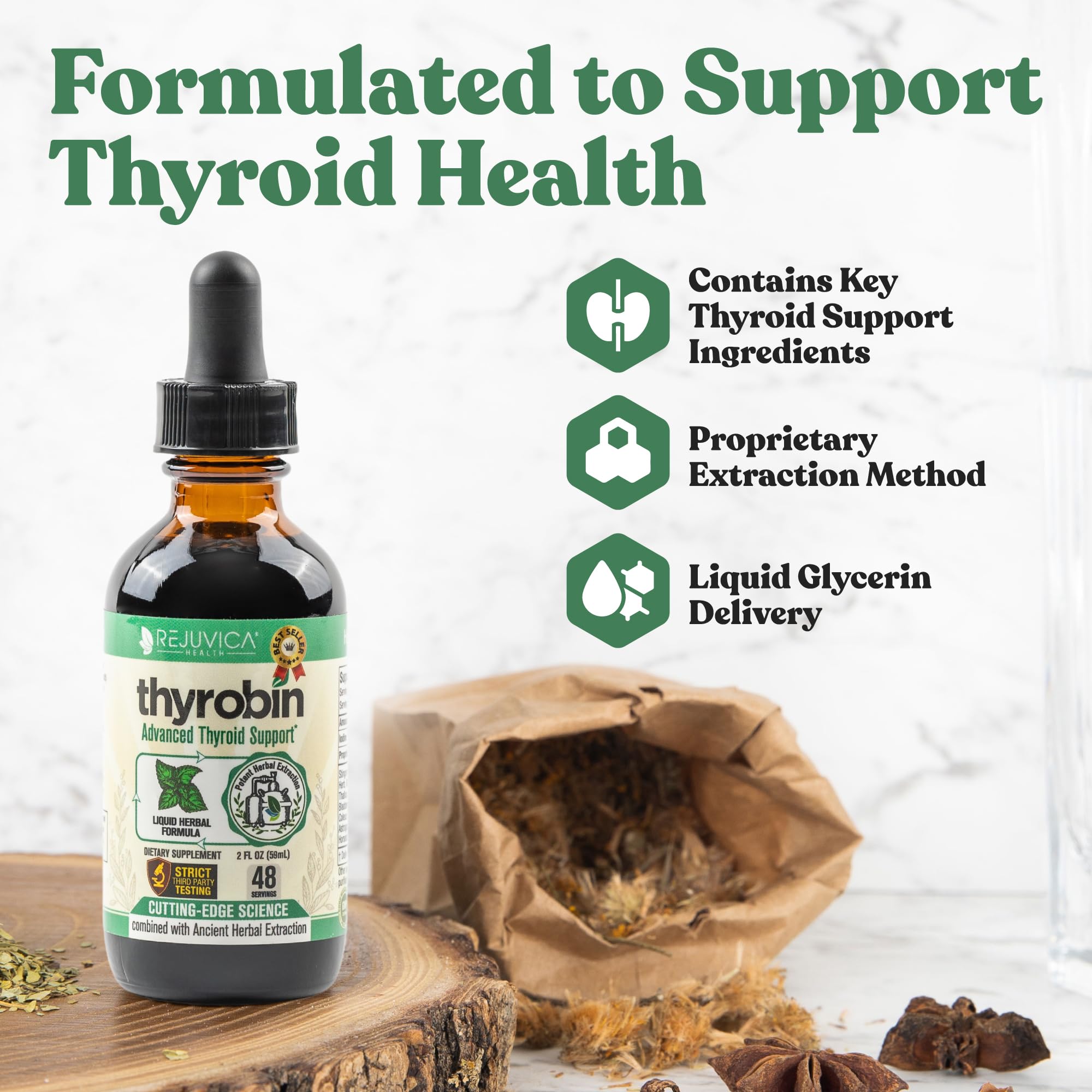 Thyrobin liquid drops ready for quick, easy daily use