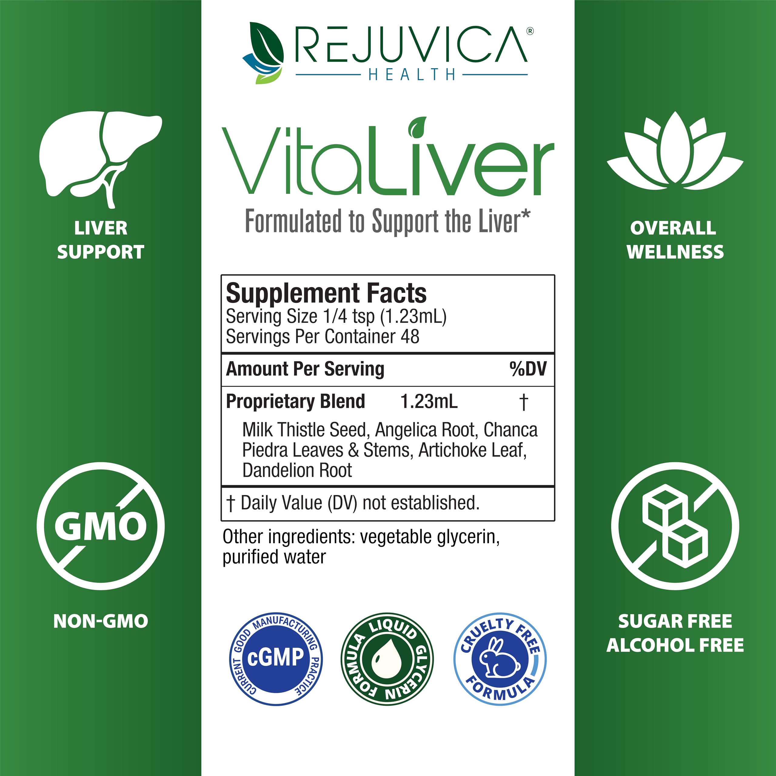 VitaLiver organic and wildcrafted sourcing signals natural quality.