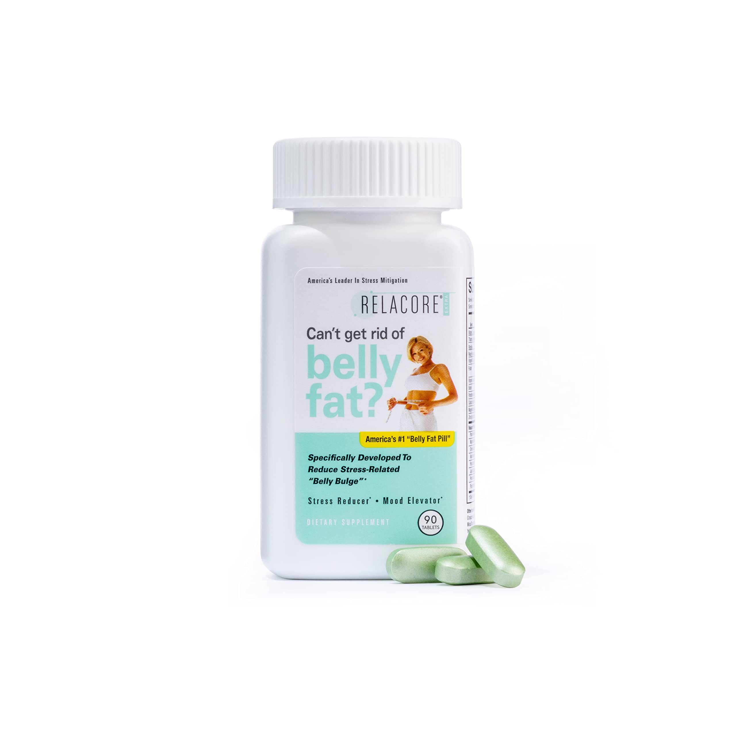 Relacore Extra bottle front view, supporting cortisol balance and calm mood.
