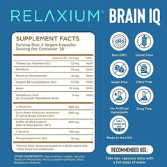 Relaxium BrainIQ bottle pour showing convenient daily dosing for focus.