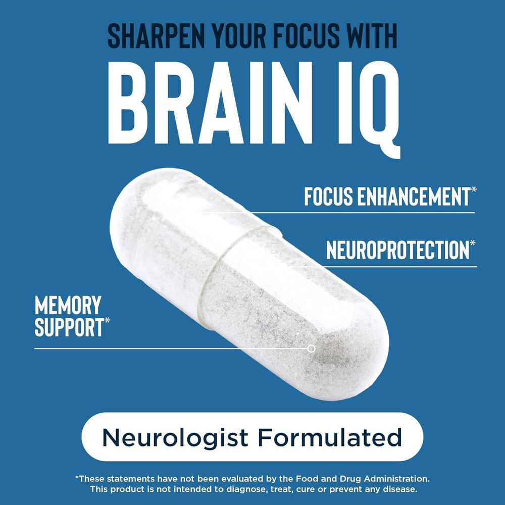 Relaxium BrainIQ 60 capsules for daily use in a bottle.