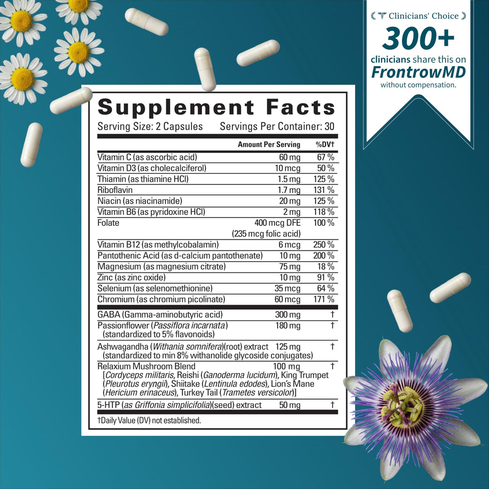 Relaxium Calm capsules close-up highlighting non-habit forming mood support.