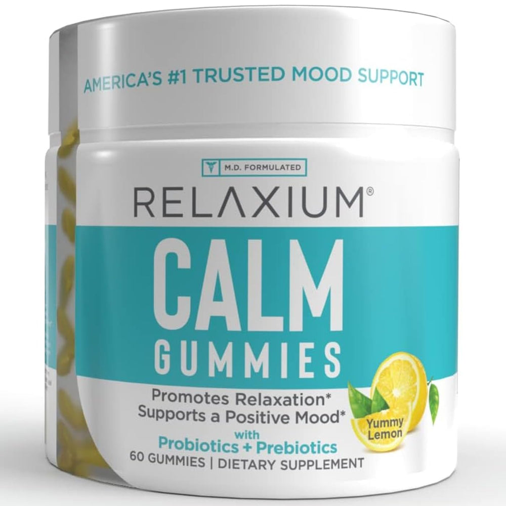 Relaxium Calm Gummies lemon flavor close-up showing tasty, non-drowsy stress support
