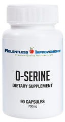 Relentless Improvement D-Serine vege capsules – 90-count bottle for daily cognitive support.