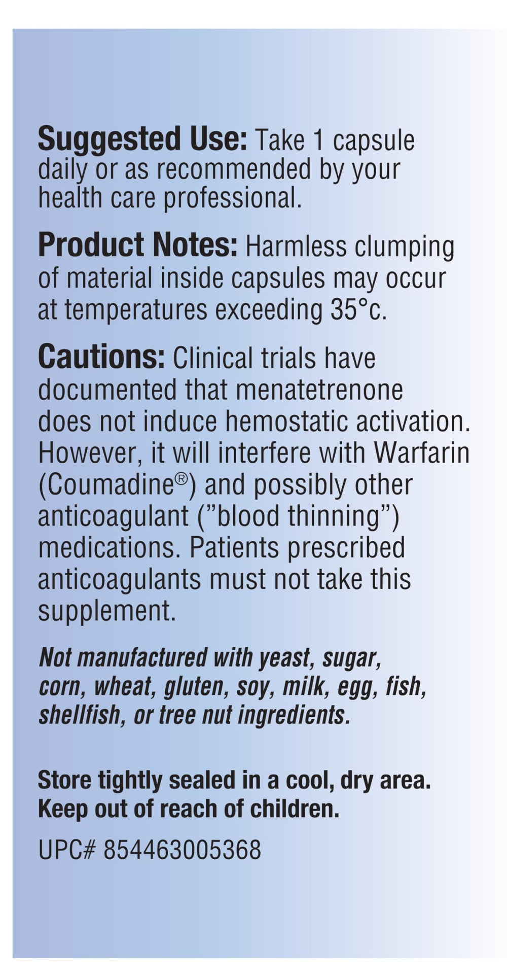 Relentless Improvement Vegi-Capsules close-up showing soy-free, vegan-friendly vitamin K2 option
