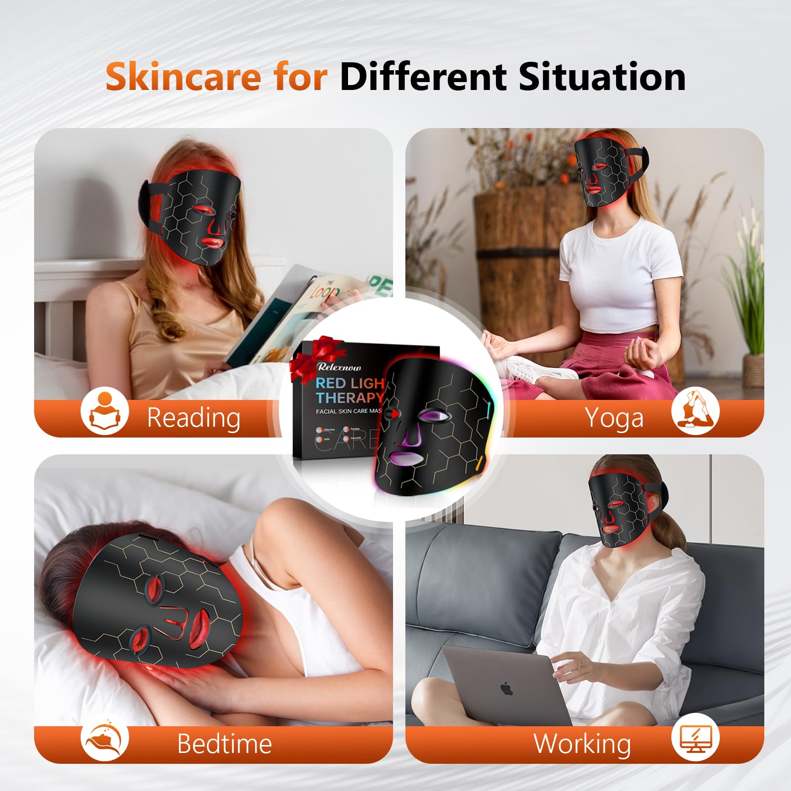 RELEXNOW yellow light 590nm setting to address redness and tone.