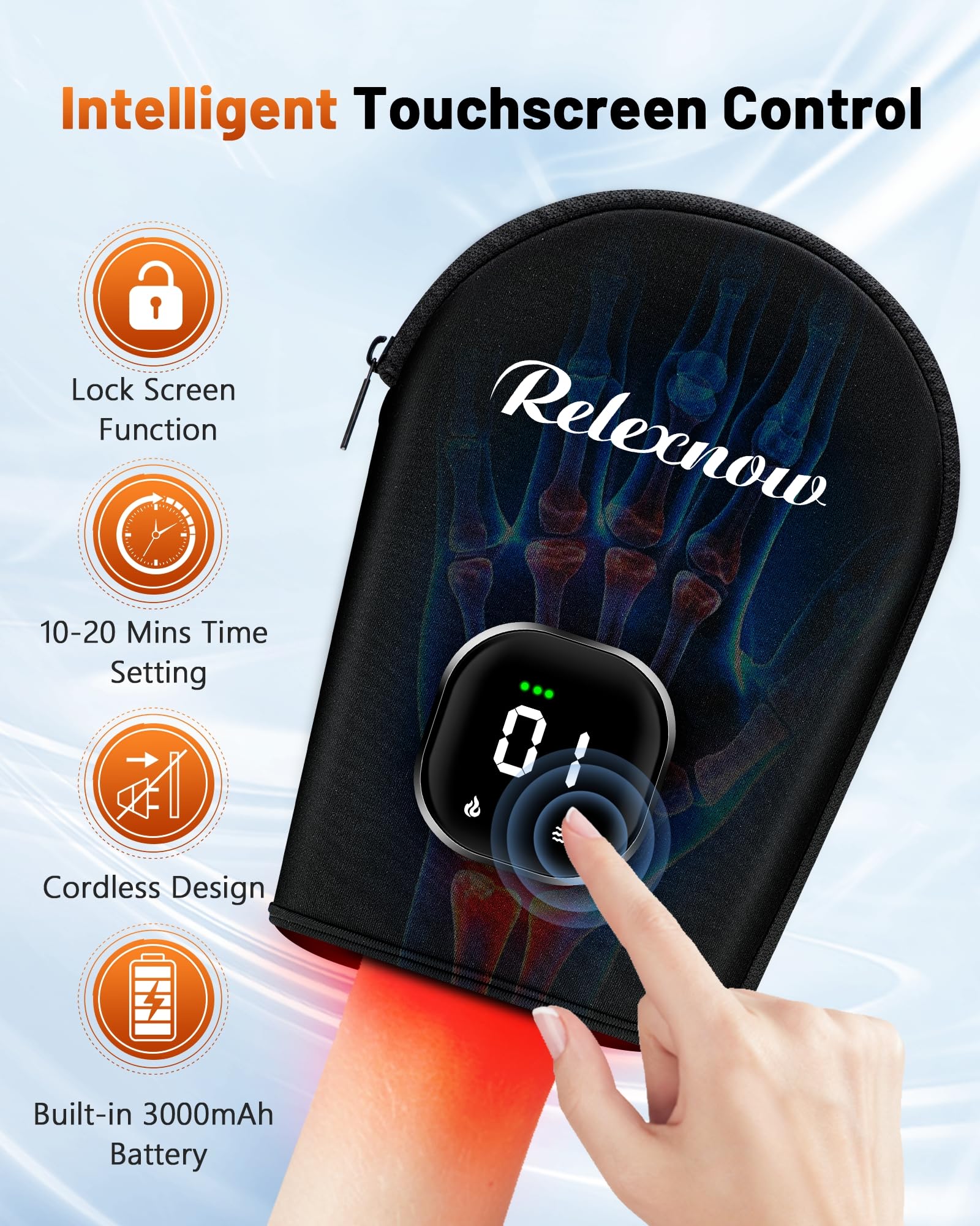 RELEXNOW glove zipper design allows easy wear on palm or arm