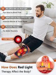 RELEXNOW red-light 660nm 850nm therapy image suggests skin benefits and muscle support.
