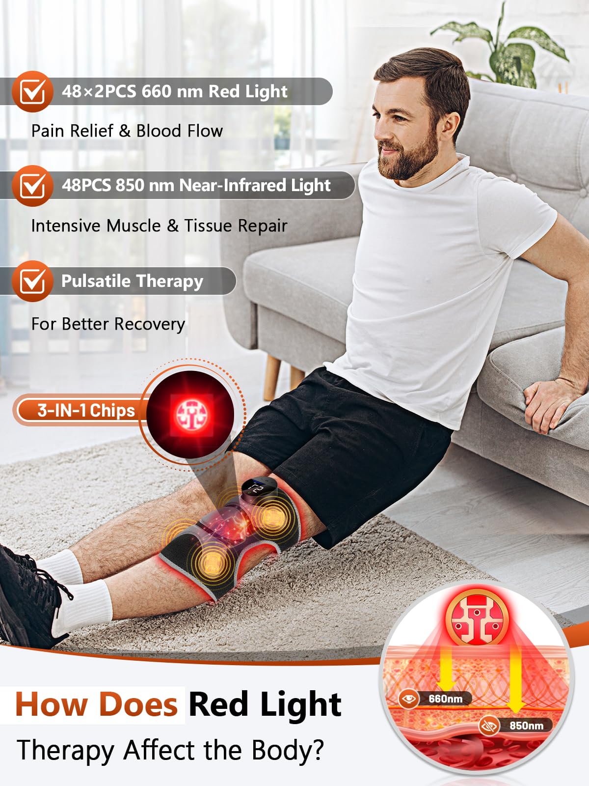 RELEXNOW red and near-infrared light aids tissue comfort and healing.