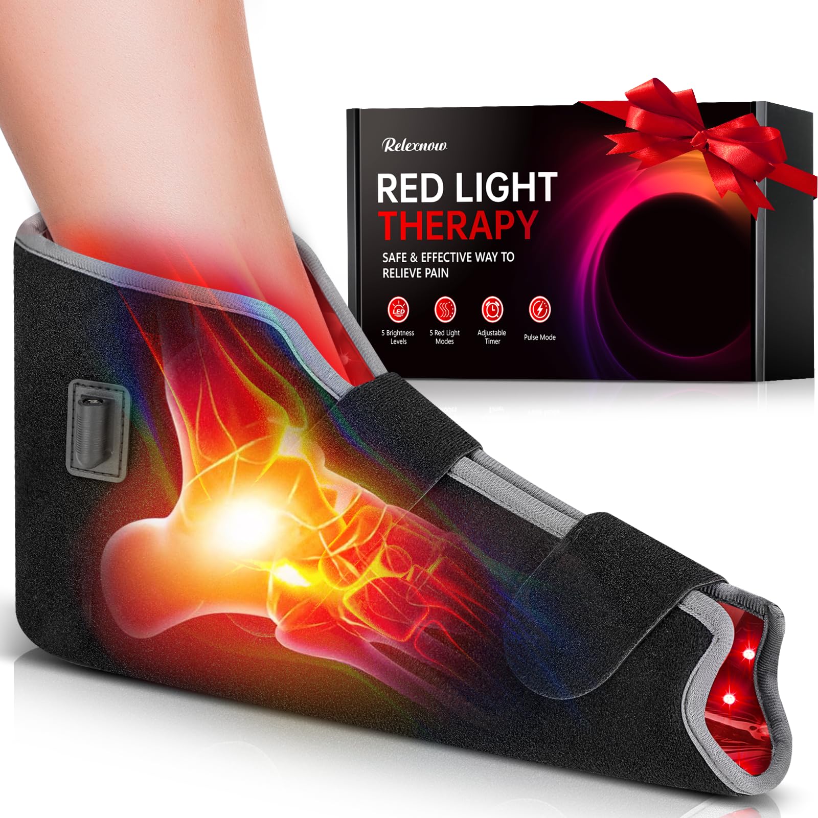 RELEXNOW red light foot therapy shoe pair for surface relaxation and comfortable wear