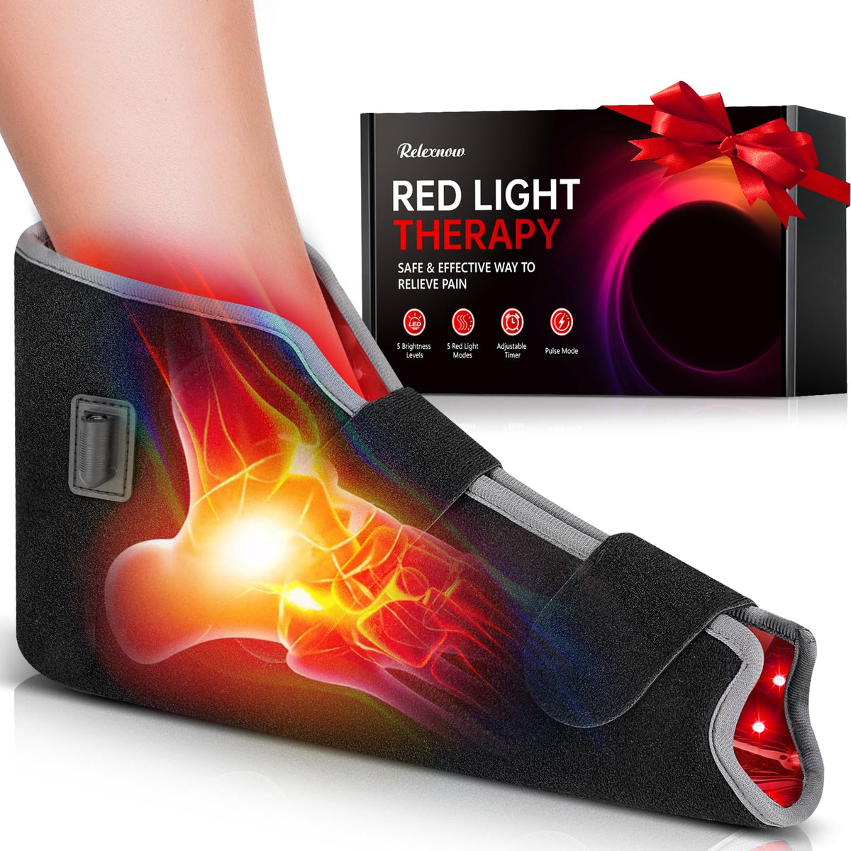 RELEXNOW red light foot therapy shoe pair for surface relaxation and comfortable wear