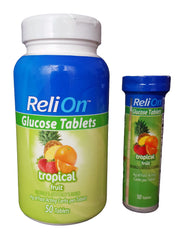 ReliOn glucose tablets in on-the-go tube for convenient refreshment