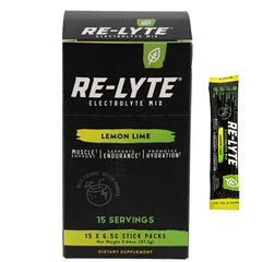 RELYTE Lemon Lime powder dissolving in water for refreshing hydration.