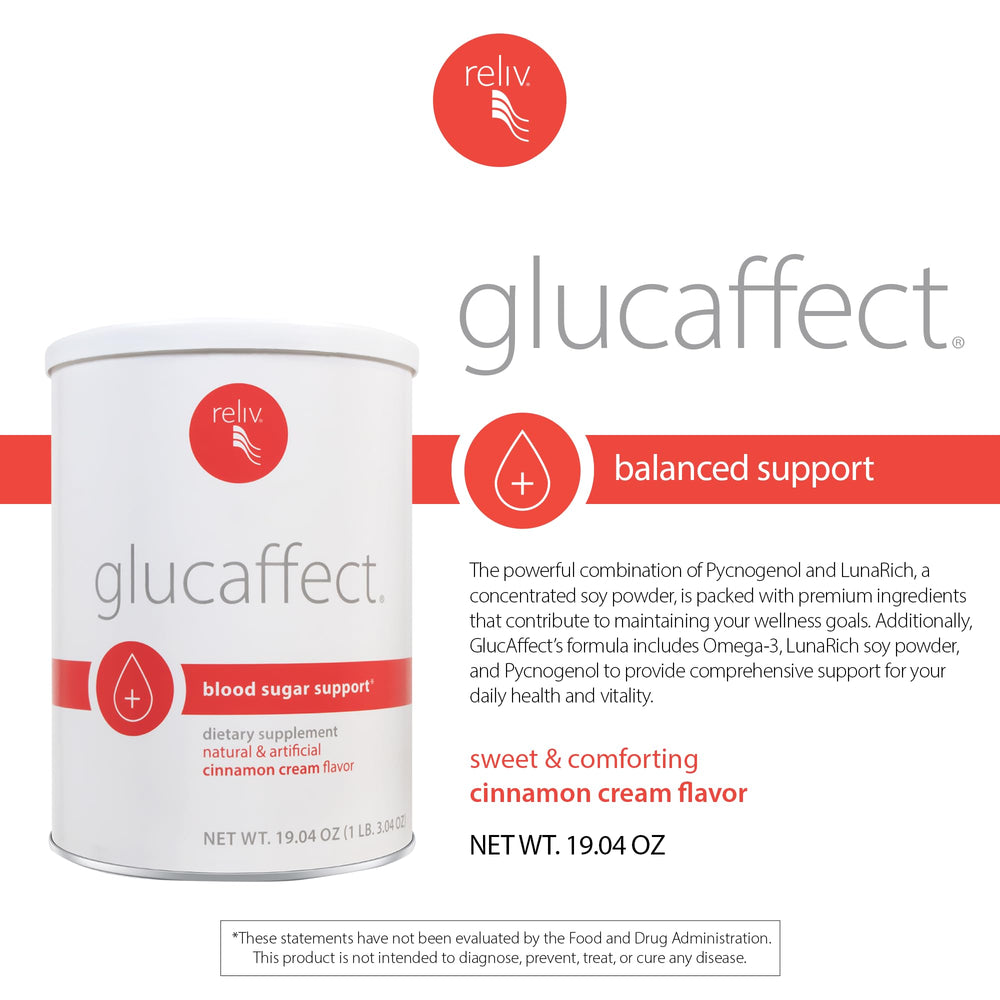 RELIV GlucAffect spoon-dispense demonstrates convenient serving scoops for on-the-go use.