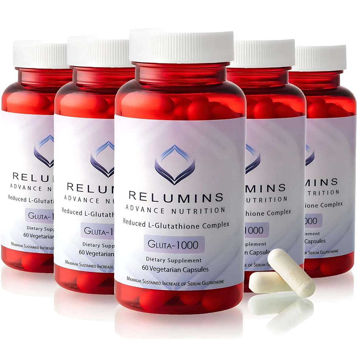 Relumins L-Glutathione bottle front promotes daily glow and hydration