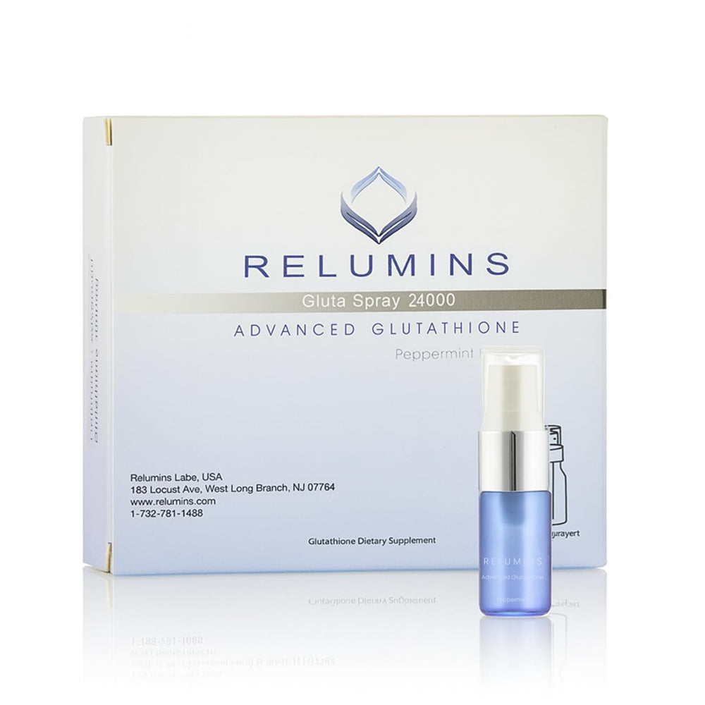 Relumins glutathione spray bottle for easy, on-the-go daily wellness.