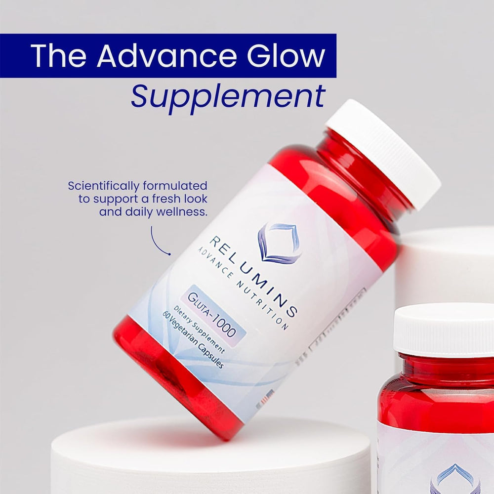 Relumins L-Glutathione capsules close-up for daily use.