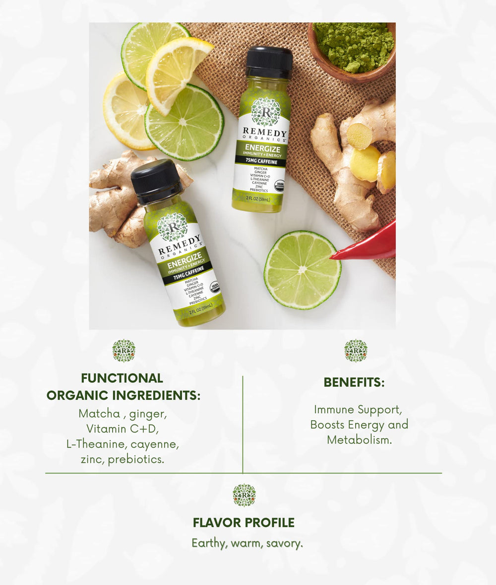 Pour action showing ready-to-drink Immunity Plus Shot for on-the-go energy.