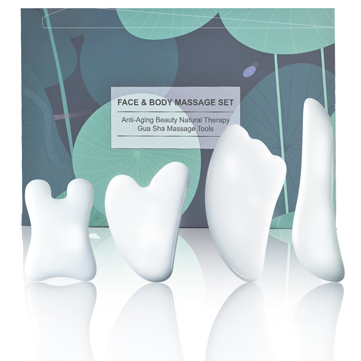 Rena Chris Guasha tool white set overview for facial and body massage benefits.