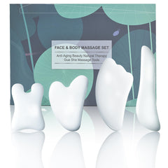 Rena Chris Guasha tool white set overview for facial and body massage benefits.