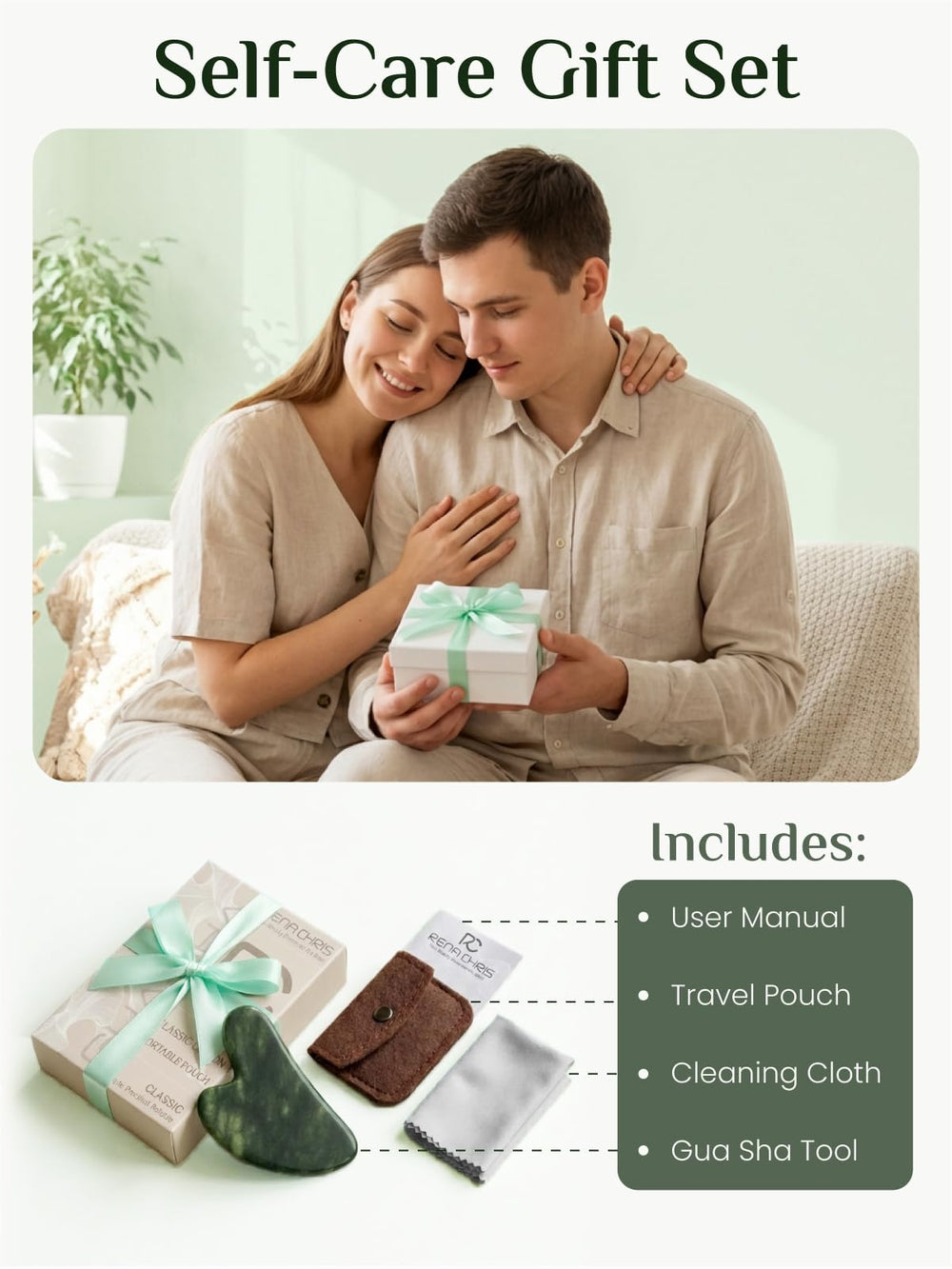 Rena Chris travel pouch included makes skincare routines on the go.