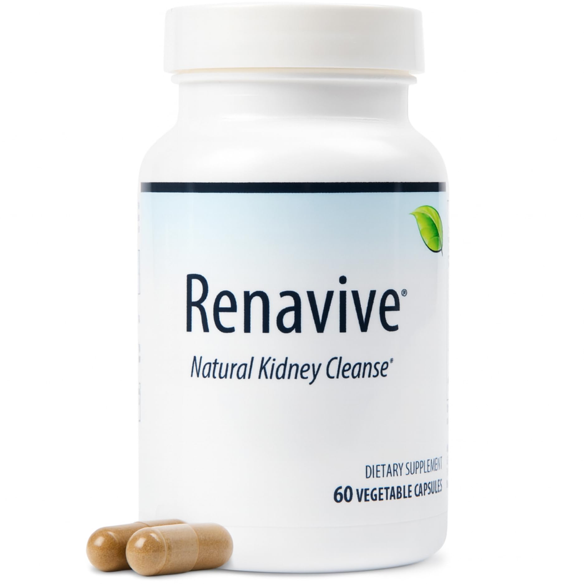 Renavive Kidney Cleanse bottle front view, premium formula for urinary wellness