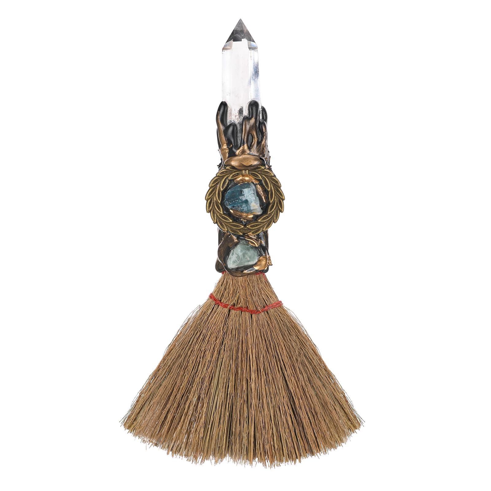 RENEMEGO Natural Quartz Crystal Broom – crystal focal point adds ritual calm and focus.