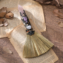 RENEMEGO Witch broom hanging decor for wall or altar display.