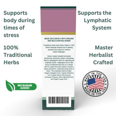 Close-up of Rene's Naturals Lymphatic Drops herbs showing wild-crafted ingredients.