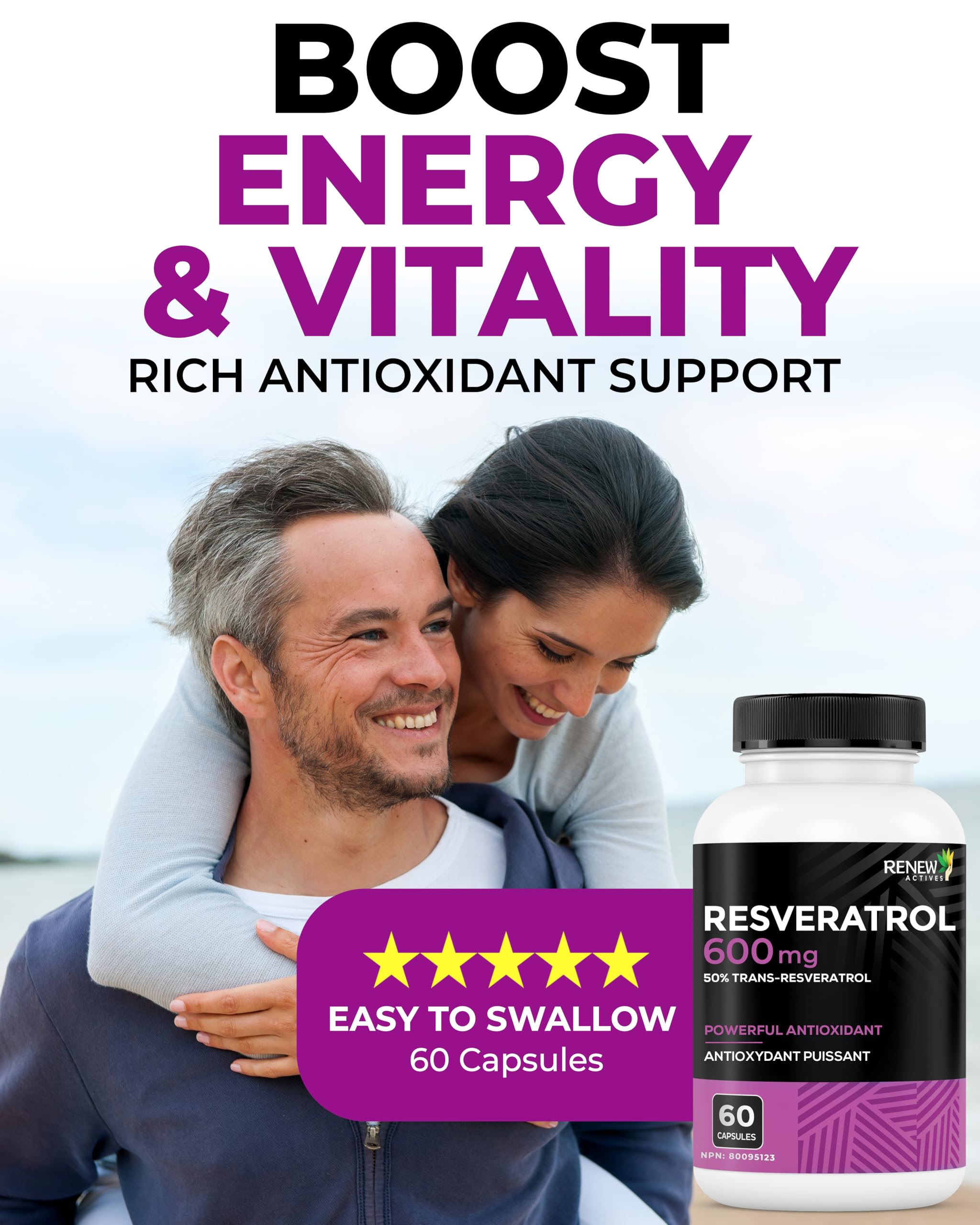 Green-accented Renew Actives Resveratrol packaging suggests clean formulation.