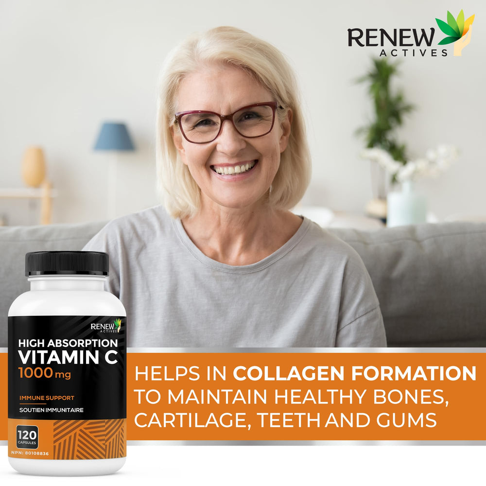 Renew Actives Vitamin C 1000mg bottle with supplement facts panel
