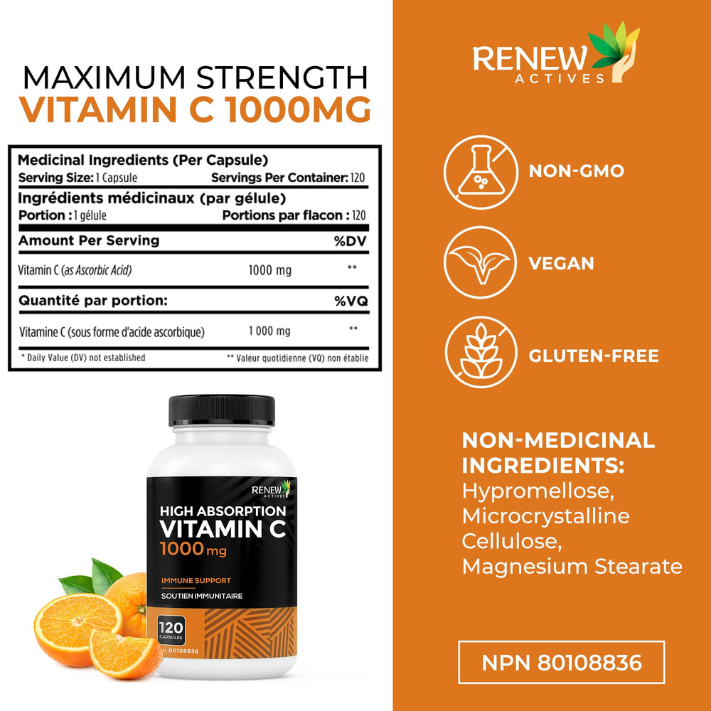Renew Actives Vitamin C 1000mg product display on shelf