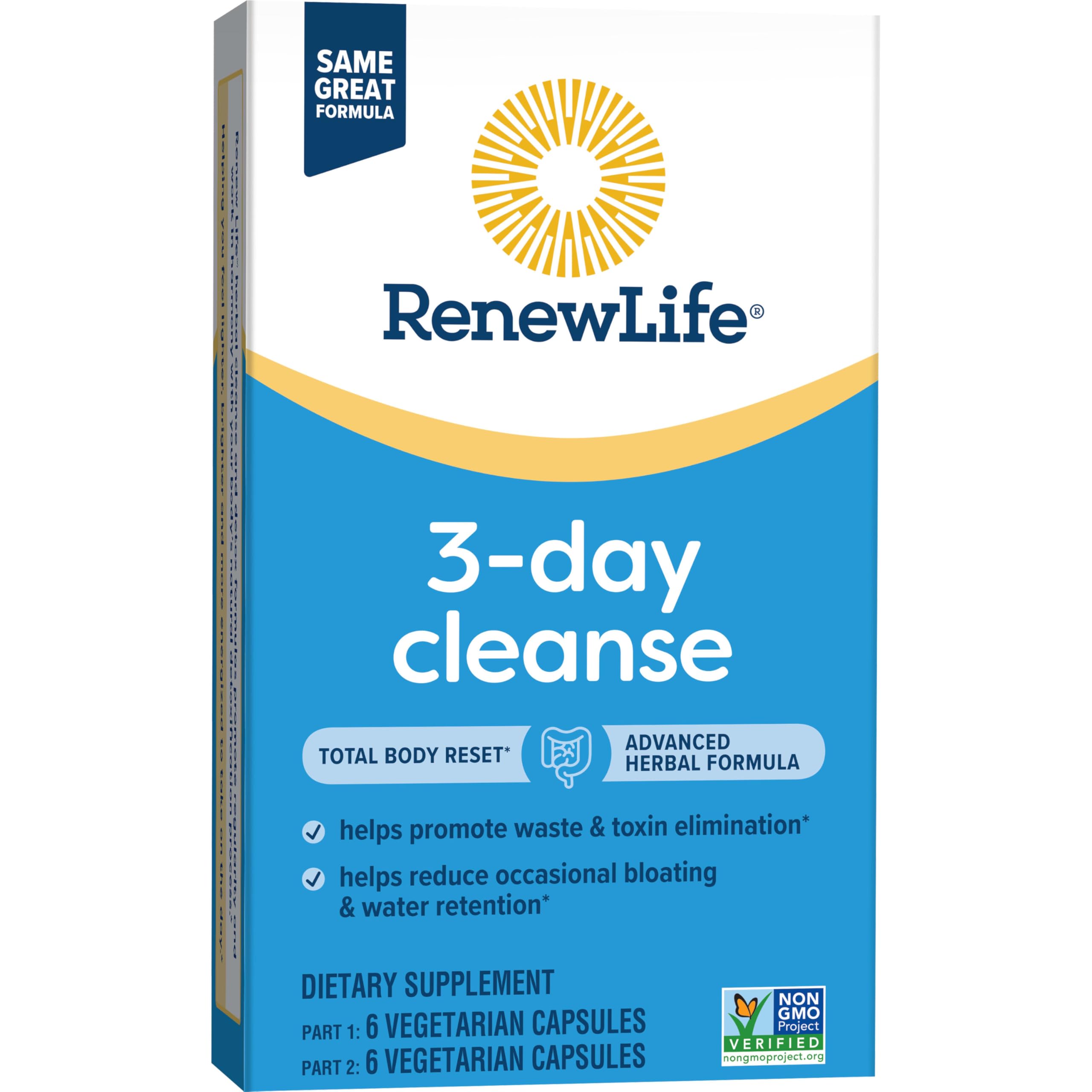 Renew Life gluten-free dairy-free soy-free label, appealing to dietary preferences.