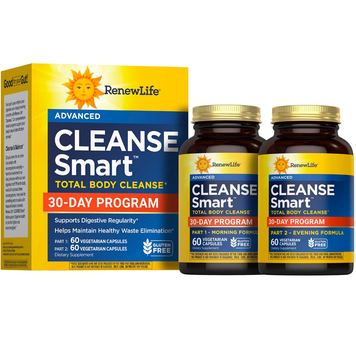 Renew Life Cleanse Smart Total Body bottle viewed from top for daily use