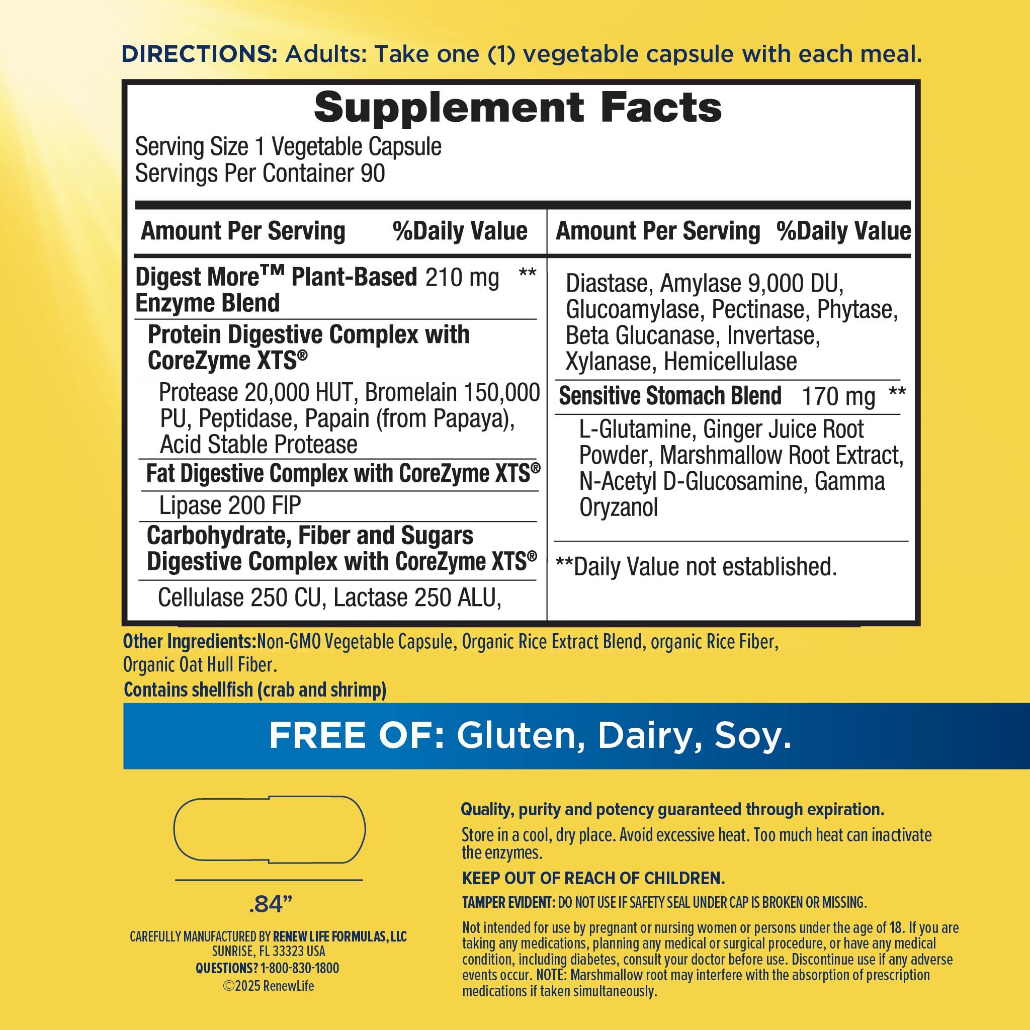 Renew Life DigestMore bottle cap showing quality seal and potency through expiration.