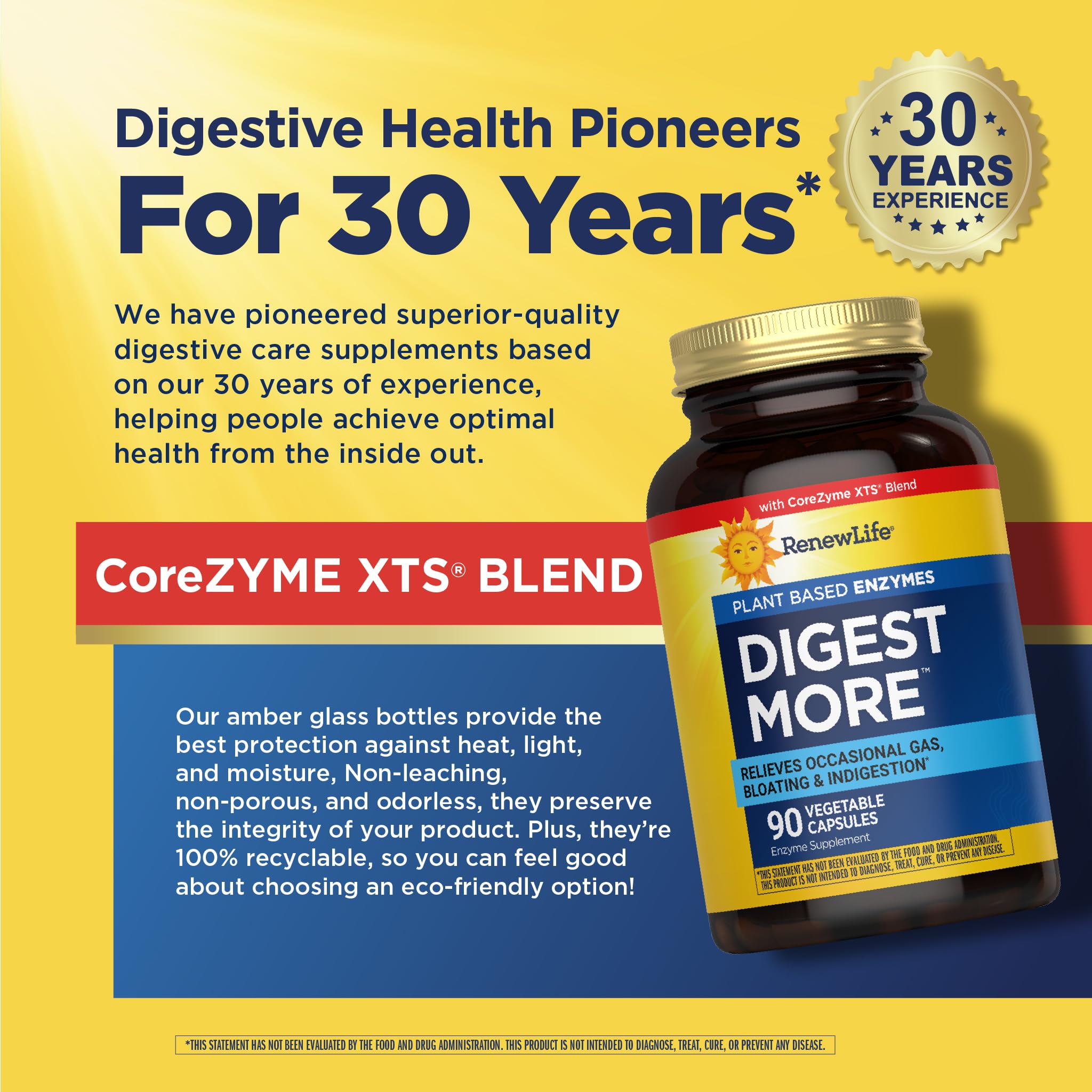 Renew Life DigestMore L-Glutamine ingredient panel highlights soothing digestive tract nourishment.