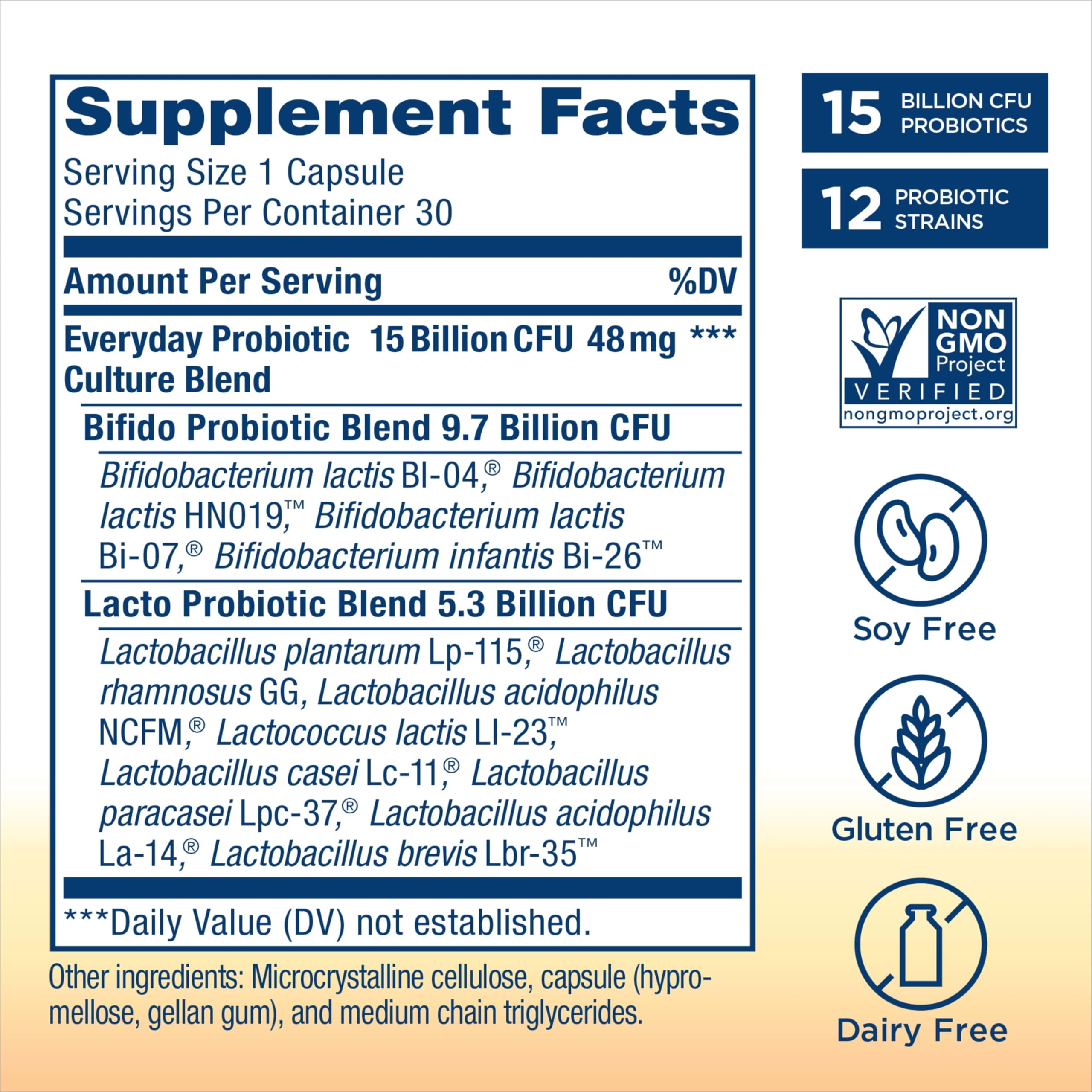Renew Life Everyday Probiotic packaging box displayed on a kitchen shelf.